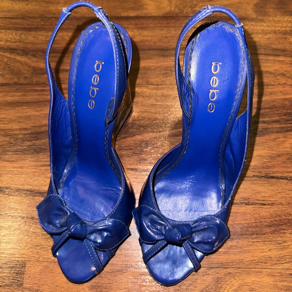 Bebe Royal Blue Bow Wedge